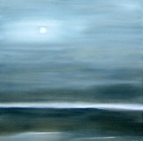 Peinture huile sur toile - Au clair de la lune - L80 x H80 cm