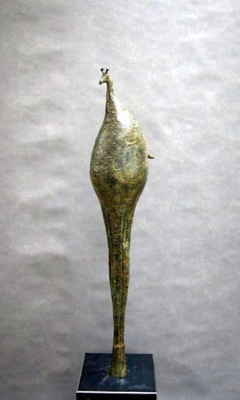 Sculpture Bronze animalier - Girafe haute couture