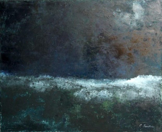 Peinture huile sur toile - La nuit la mer
