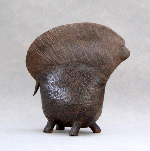 Sculpture Terre cuite animalier - Porc épic – H30 x L28 cm
