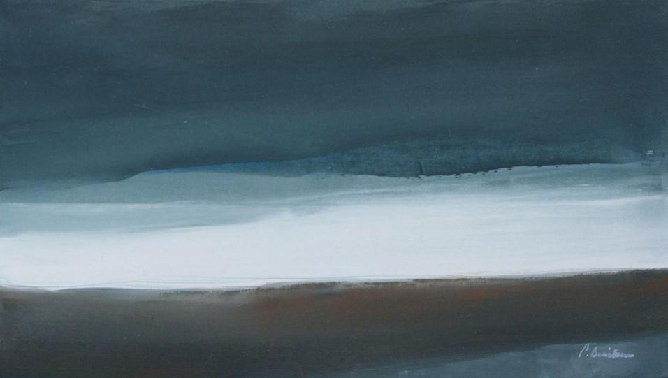 Peinture huile sur toile - Sous la pluie - L33 x H19 cm