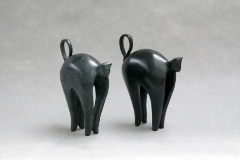 sculpture bronze animalier - Chat perce